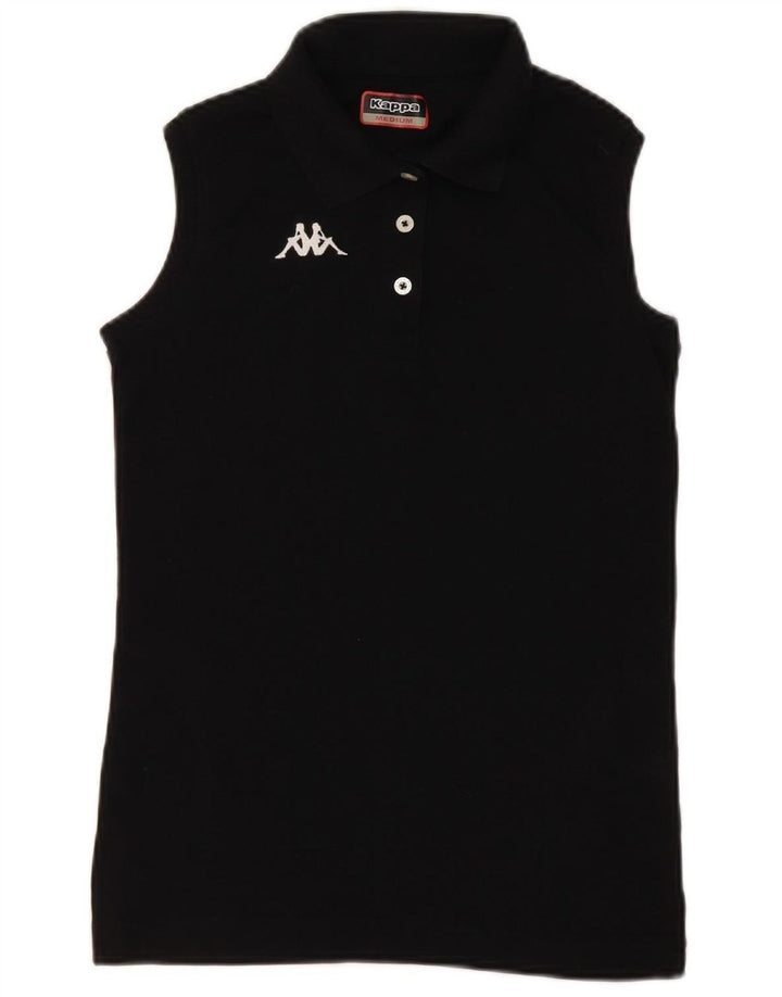 KAPPA Womens Sleeveless Polo Shirt UK 12 Medium Black