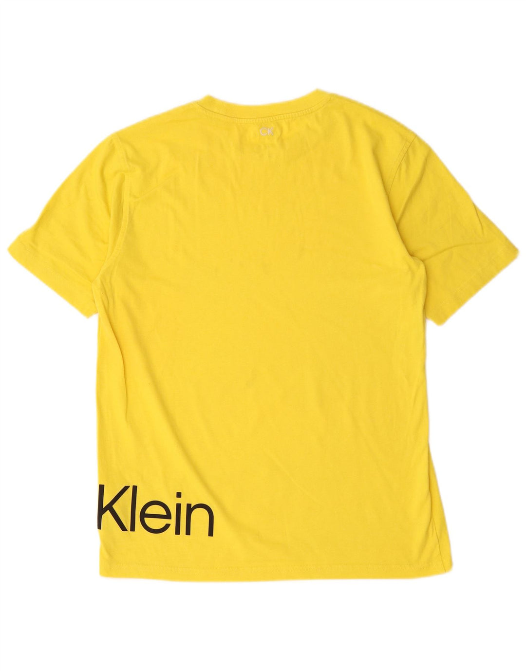 Męski T-shirt z grafiką Calvin Klein, mały, żółty, bawełniany