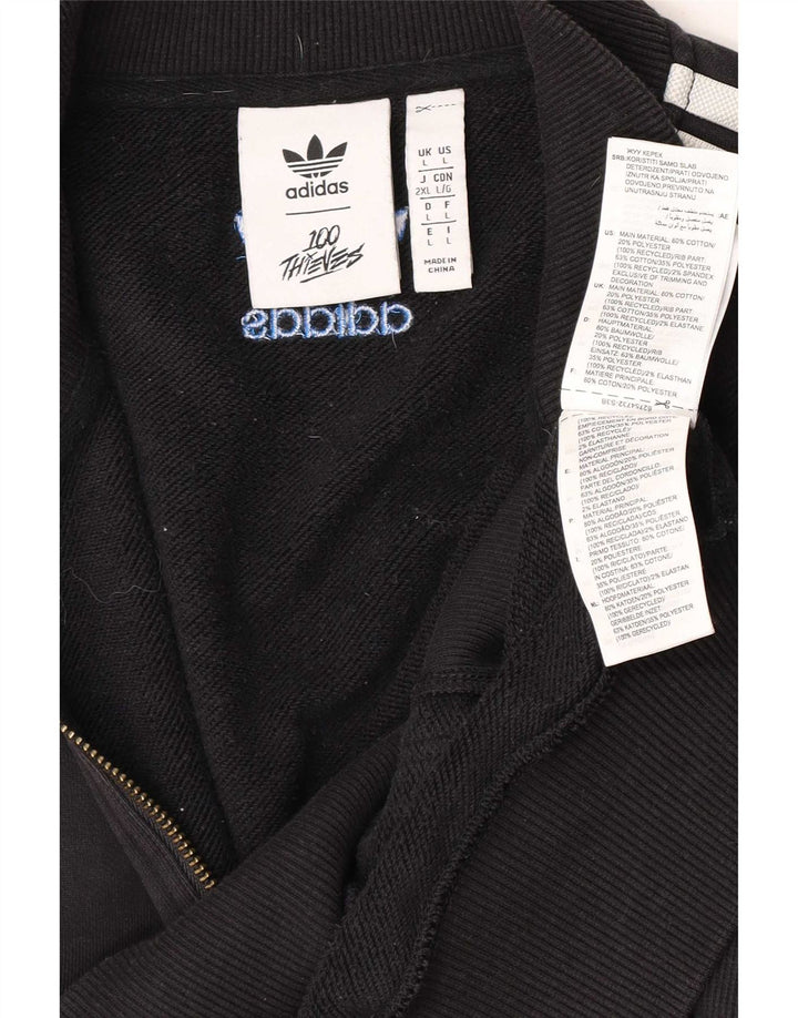 Adidas Męska bluza z zamkiem błyskawicznym, duża, czarna bawełna