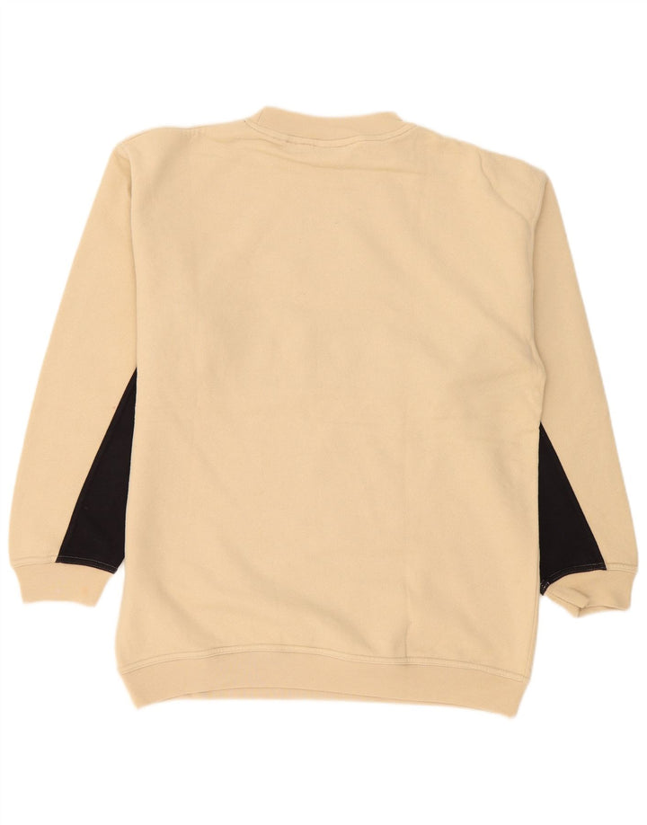 Męska bluza Reebok z grafiką, sweter, mała, beżowa, bawełniana z blokami kolorów