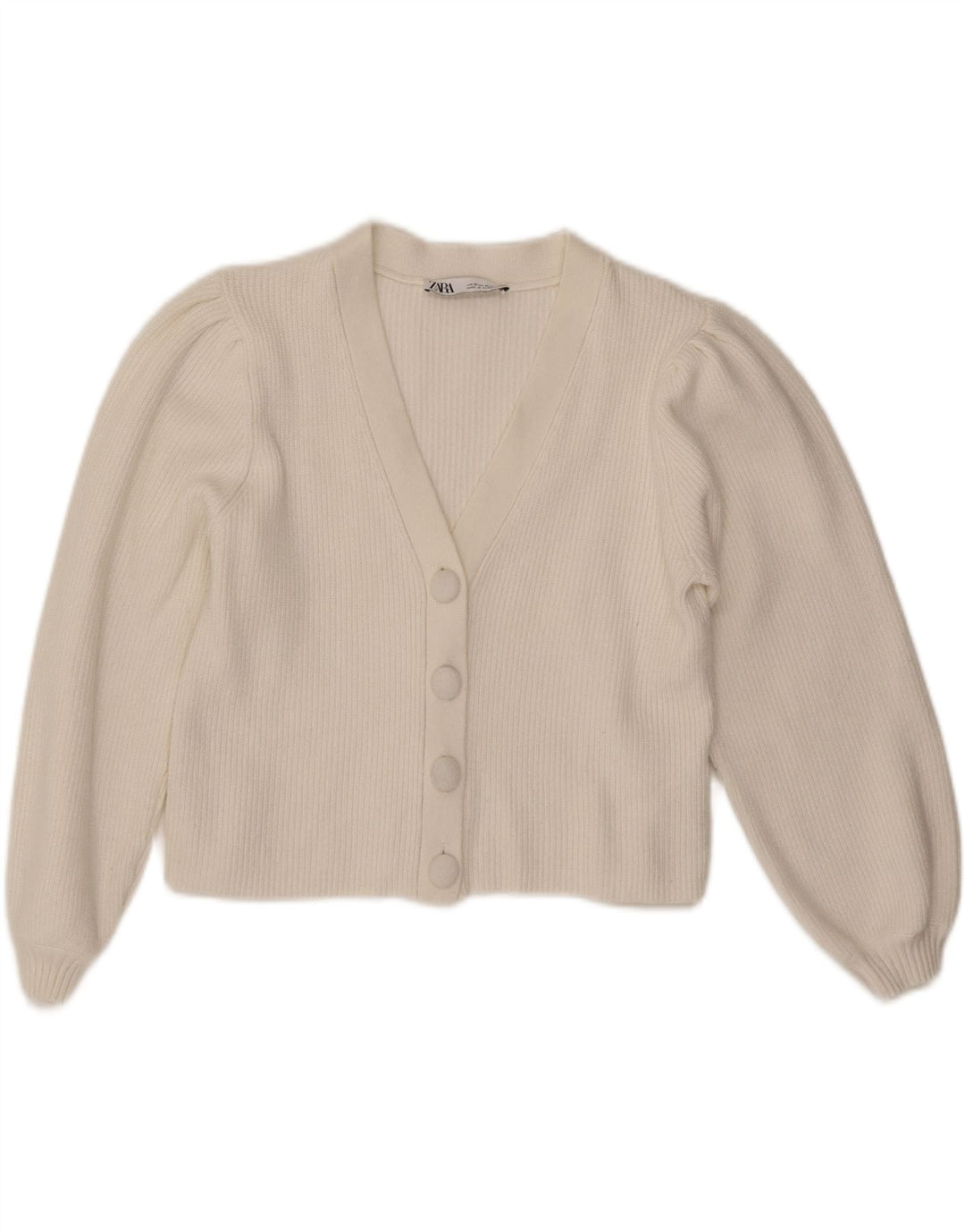 ZARA Womens Crop Cardigan Sweater UK 12 Medium White Viscose Vintage Zara and Second-Hand Zara from Messina Hembry 