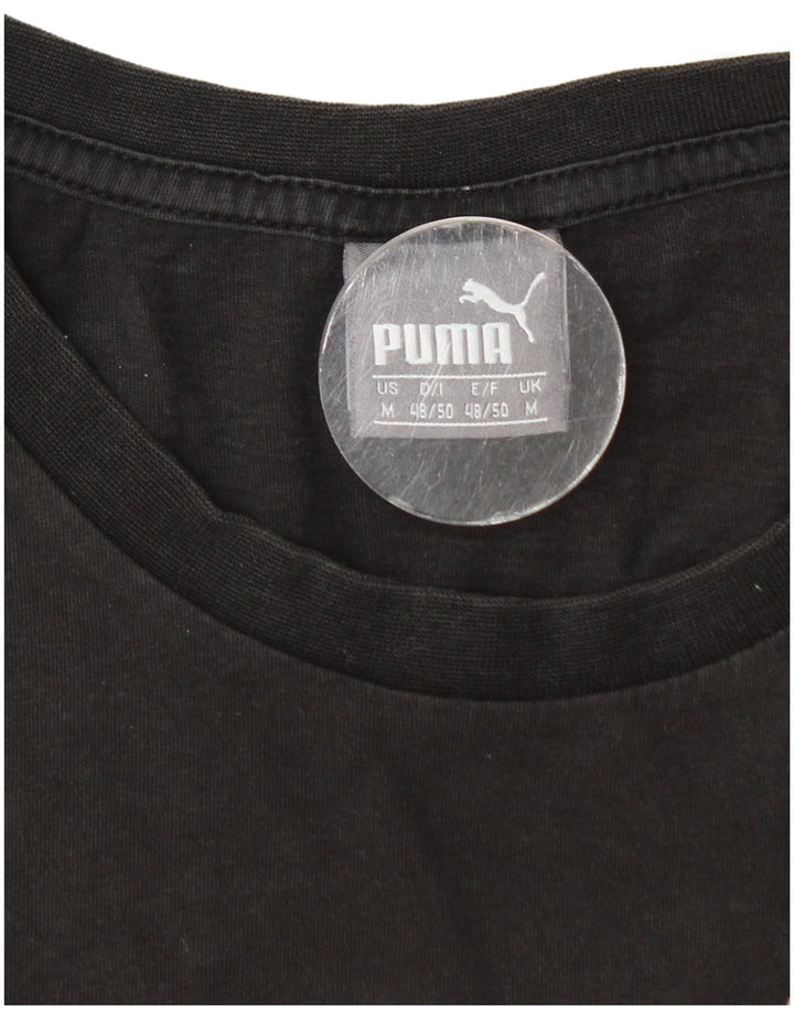 Męska koszulka z grafiką Puma, średnia czarna bawełna