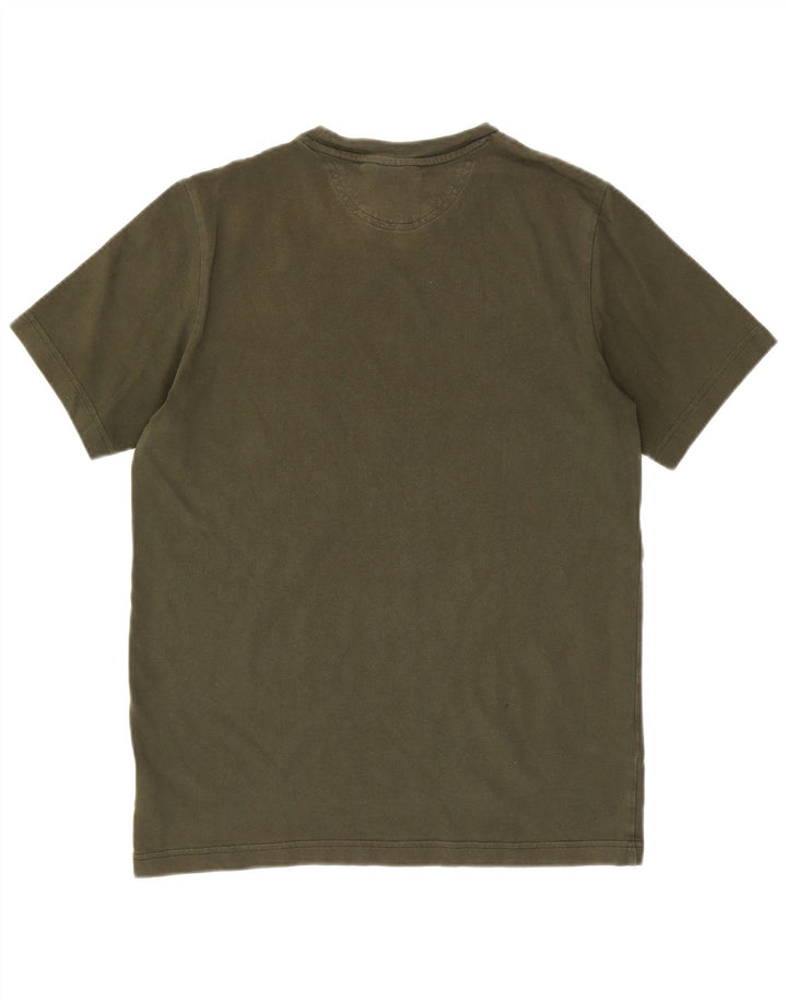 Męski T-shirt z grafiką ADIDAS, mały, bawełniany khaki