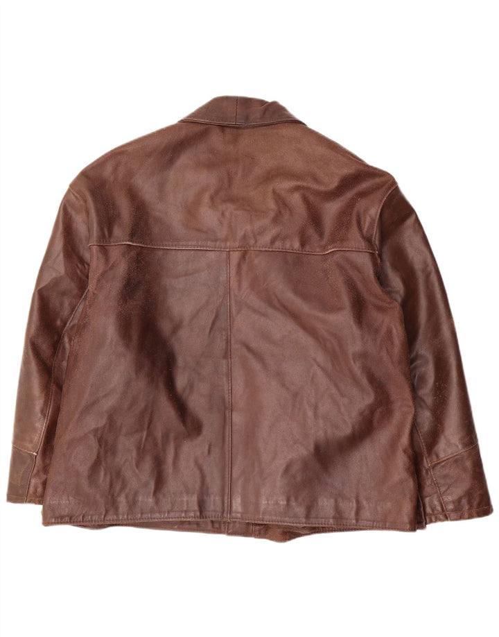 Męska kurtka skórzana Bayside UK 42 XL, brązowa skóra