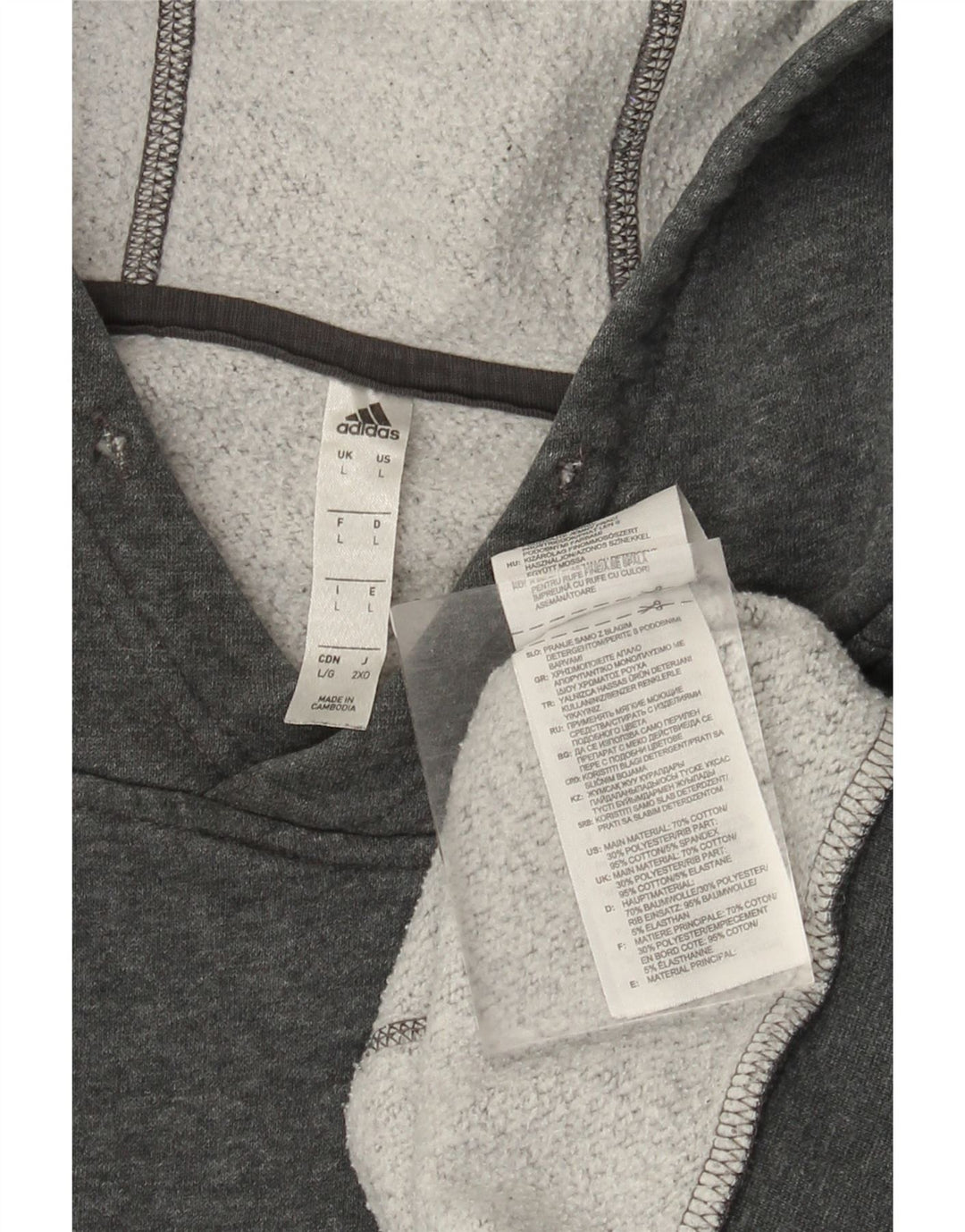 Męski sweter z kapturem ADIDAS, duży, szary, bawełniany