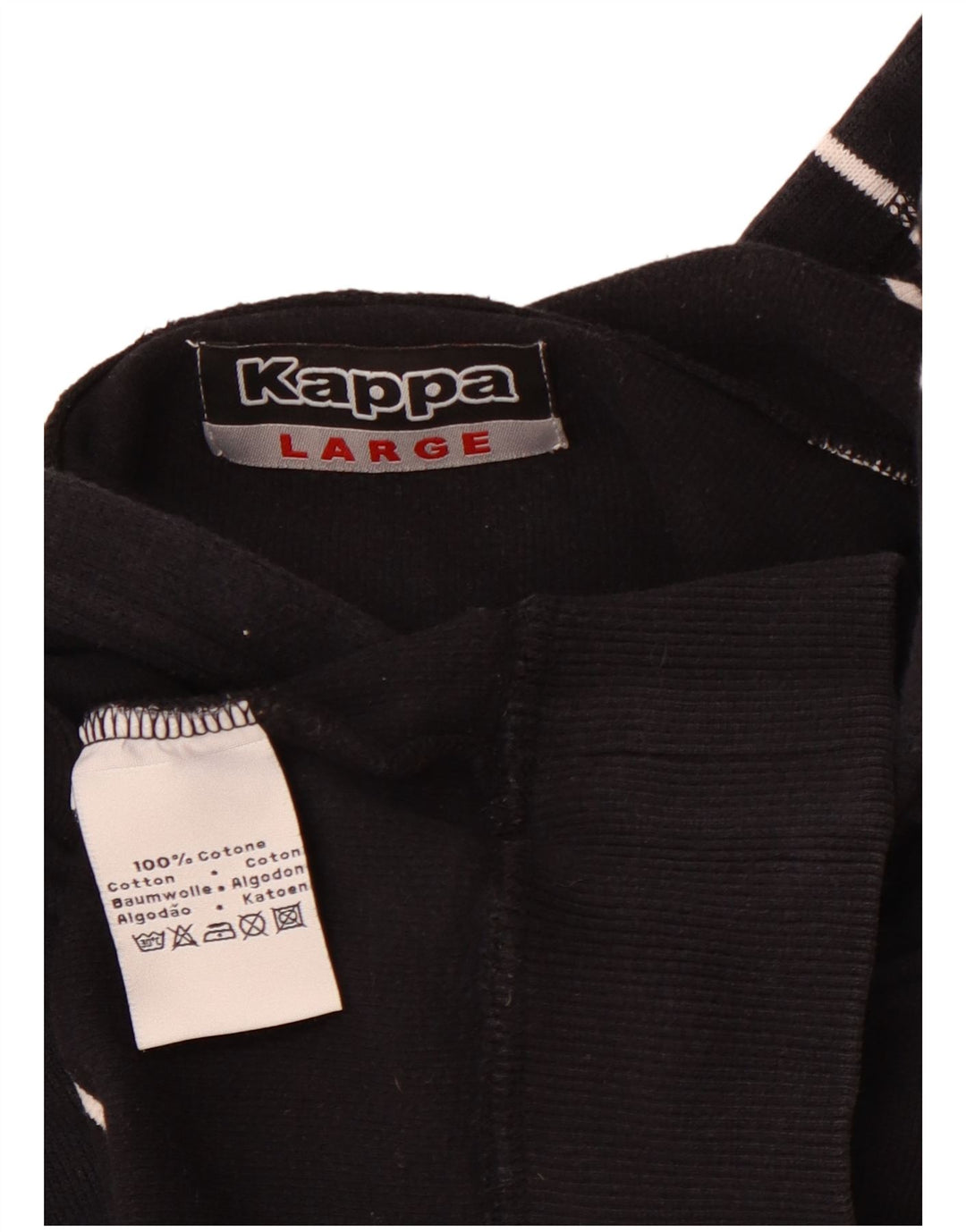 Męski sweter z kapturem KAPPA, duży, bawełniany w granatowe paski