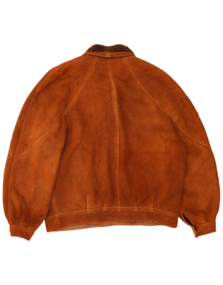 Vintage męska kurtka shearling IT 54 2XL brązowa