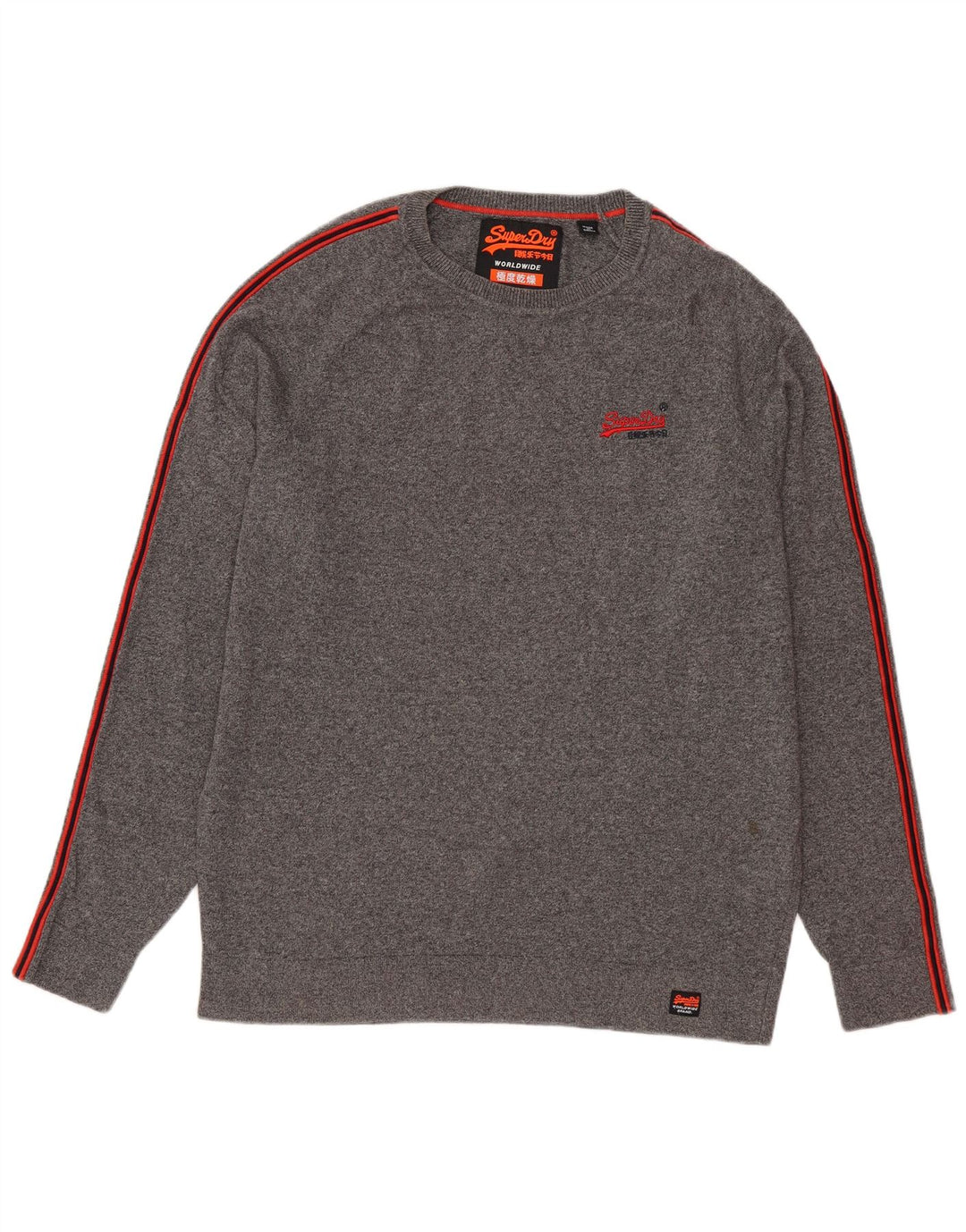 SUPERDRY Męski sweter z okrągłym dekoltem, duży, szary, bawełniany