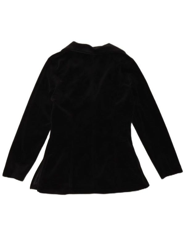 VINTAGE Damska marynarka zapinana na 1 guzik, aksamitna UK 12, średnia czarna