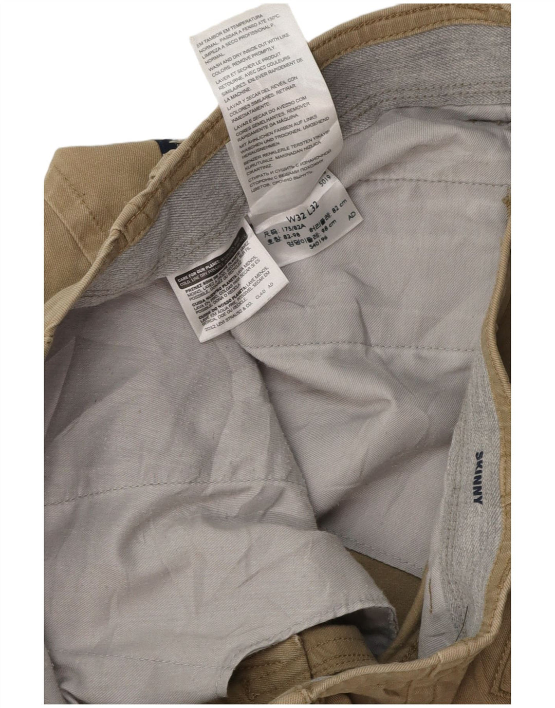 Męskie spodnie typu skinny Chino DOCKERS W32 L28, bawełna khaki
