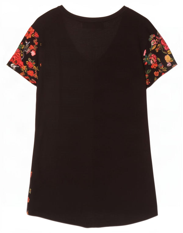 Damska sukienka t-shirtowa Desigual UK 18 XL, czarna w kwiaty, wiskoza