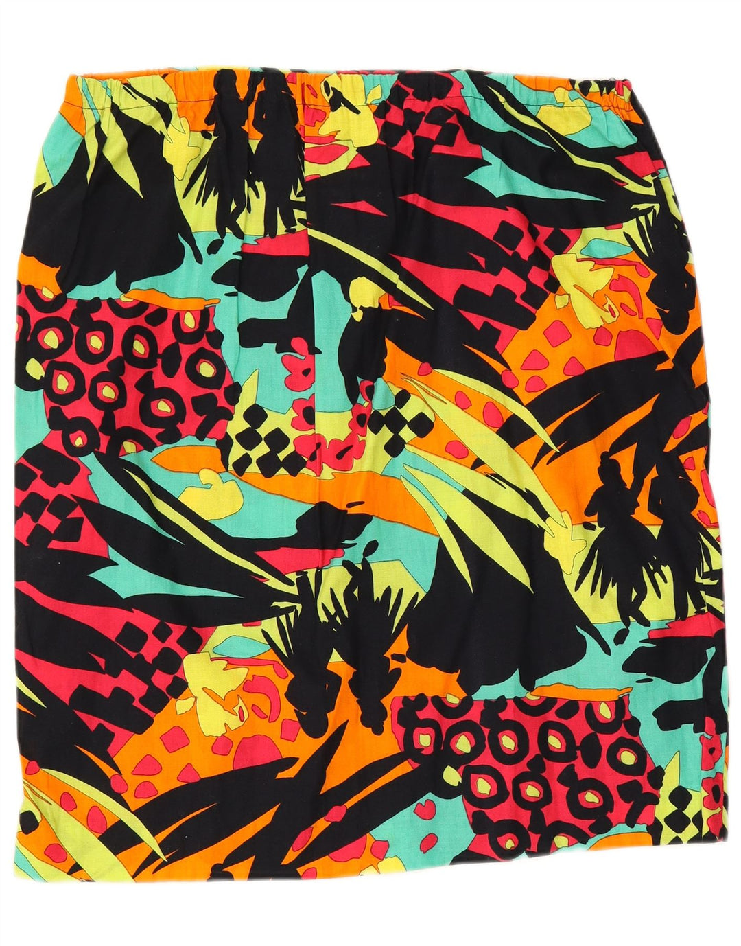 VINTAGE damska graficzna prosta spódnica W40 2XL wielobarwny patchwork