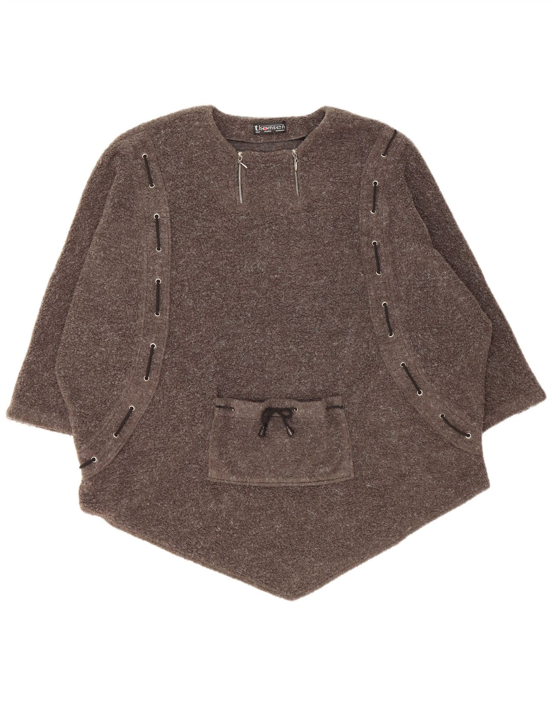 Damski sweter oversize VINTAGE z dekoltem w łódkę UK 14 Średni szary