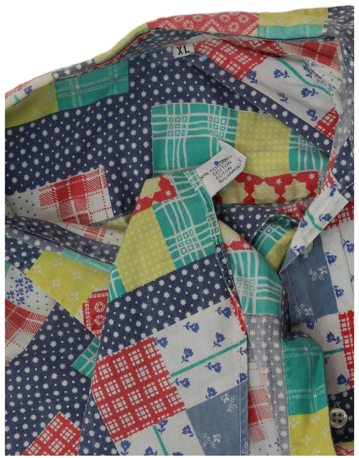 Koszula męska z krótkim rękawem VINTAGE XL, wielobarwna, patchworkowa bawełna