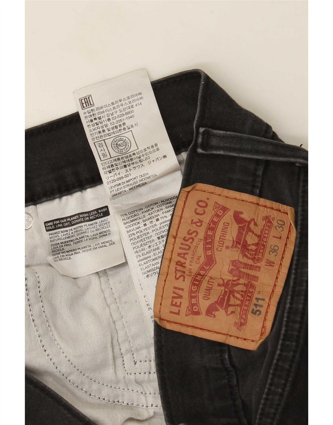 Męskie jeansy Levi's 511 Slim W36 L30 Czarna bawełna