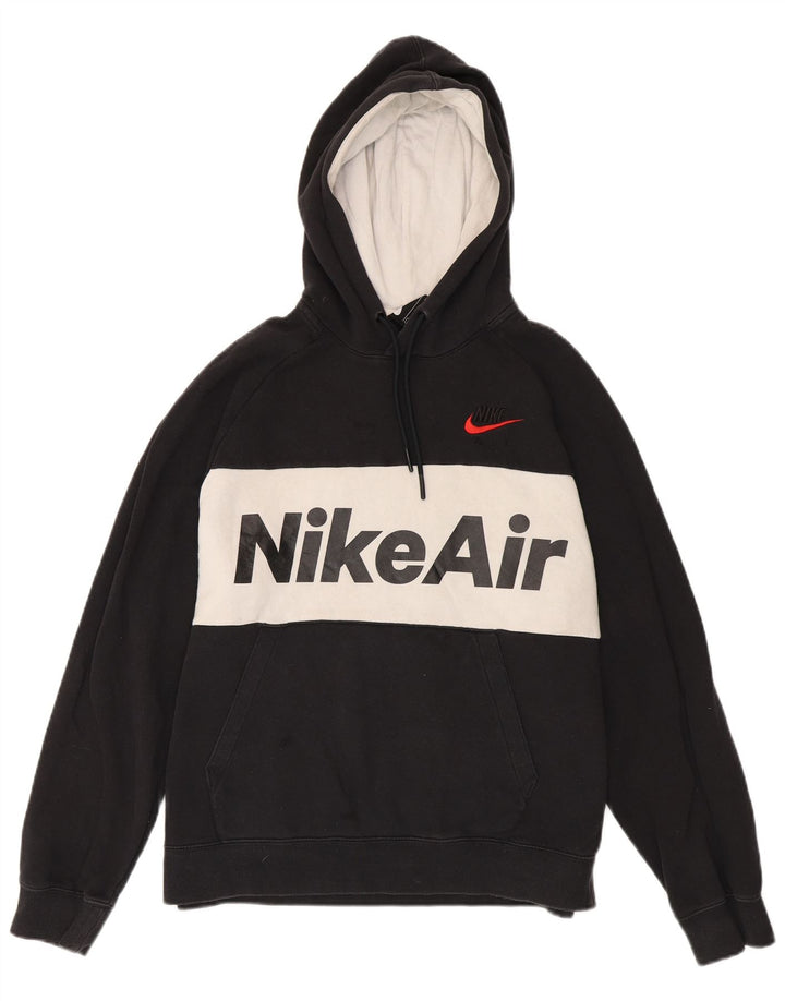 Męska bluza z kapturem Nike z grafiką, bawełniana, średnia czarna, z blokami kolorów