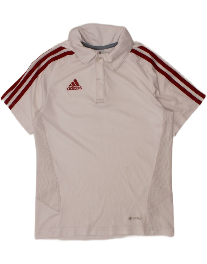 Chłopięca koszulka polo ADIDAS Climacool 9-10 lat, biała, poliestrowa