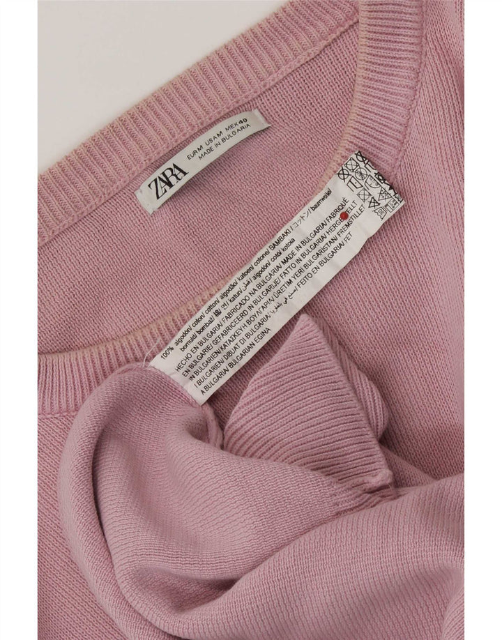 Męski sweter z okrągłym dekoltem Zara, średnioróżowy, bawełniany