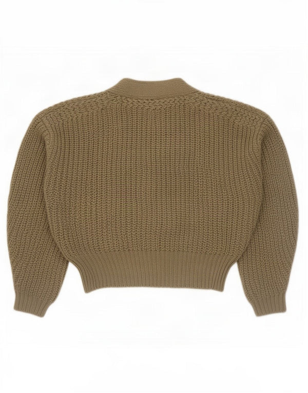 Damski sweter oversize Zara Crop Wrap Cardigan UK 14, średni khaki, akryl