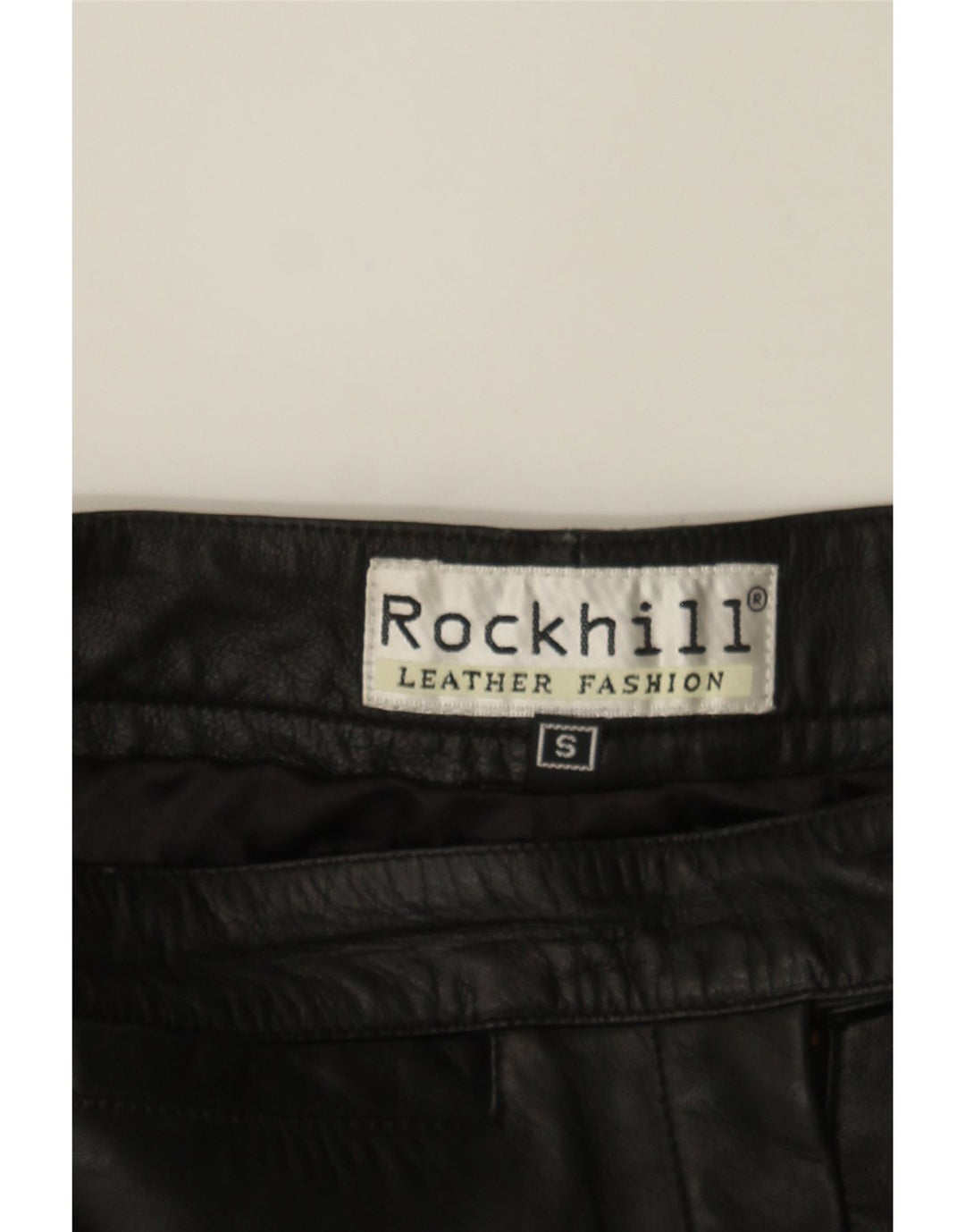 ROCKHILL Womens Leather Trousers Small W28 L26 Black Leather Vintage Rockhill and Second-Hand Rockhill from Messina Hembry 