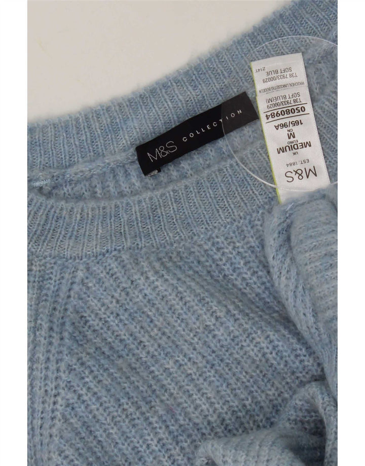 Marks & Spencer Damski sweter z dekoltem w łódkę, UK 14, średni niebieski w cętki