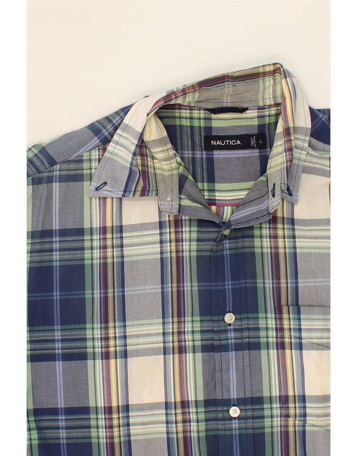 NAUTICA Mens Short Sleeve Shirt Large Blue Check Cotton Vintage Nautica and Second-Hand Nautica from Messina Hembry 
