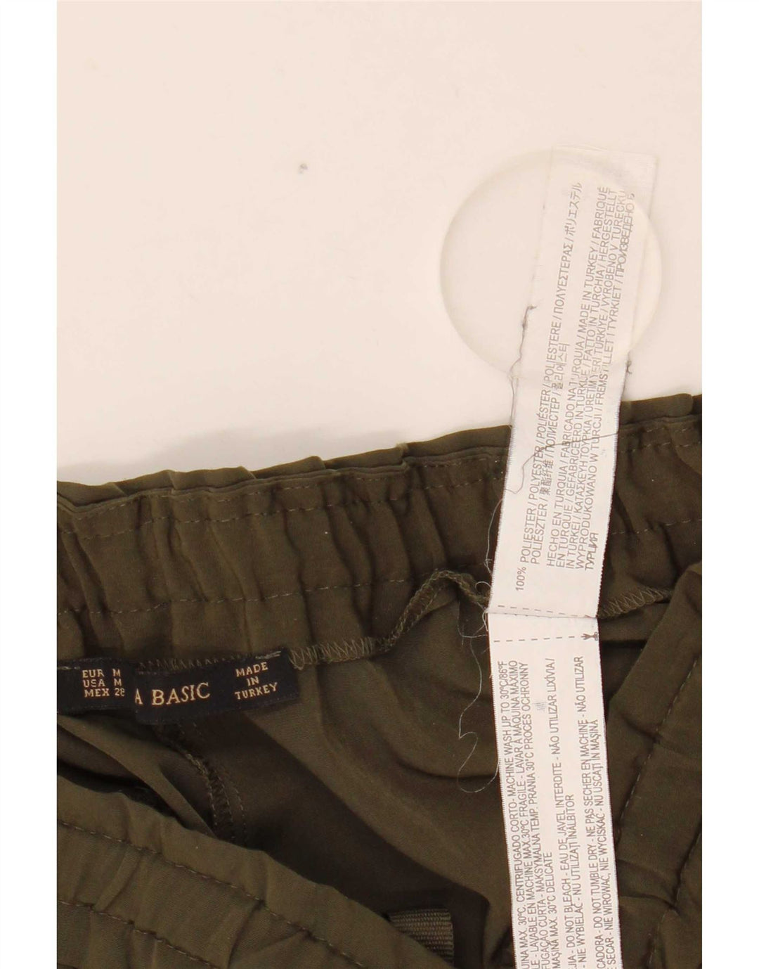 Damskie zwężane spodnie codzienne Zara, średnie W28 L27 Khaki, poliester