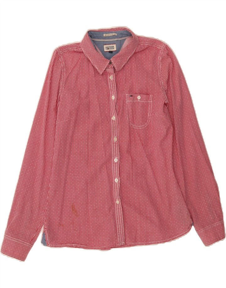 TOMMY HILFIGER Womens Shirt UK 10 Small Red Check Cotton Vintage Tommy Hilfiger and Second-Hand Tommy Hilfiger from Messina Hembry 