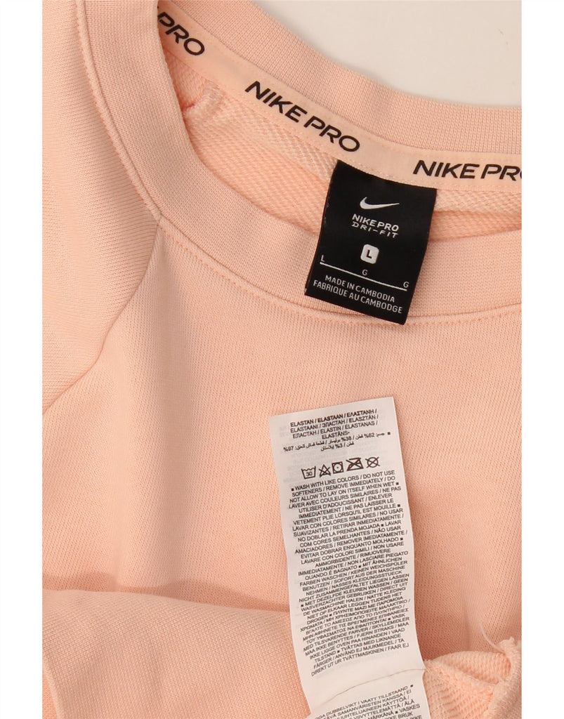 NIKE Womens Crop Graphic Sweatshirt Jumper UK 16 Large Pink Cotton Vintage Nike and Second-Hand Nike from Messina Hembry 
