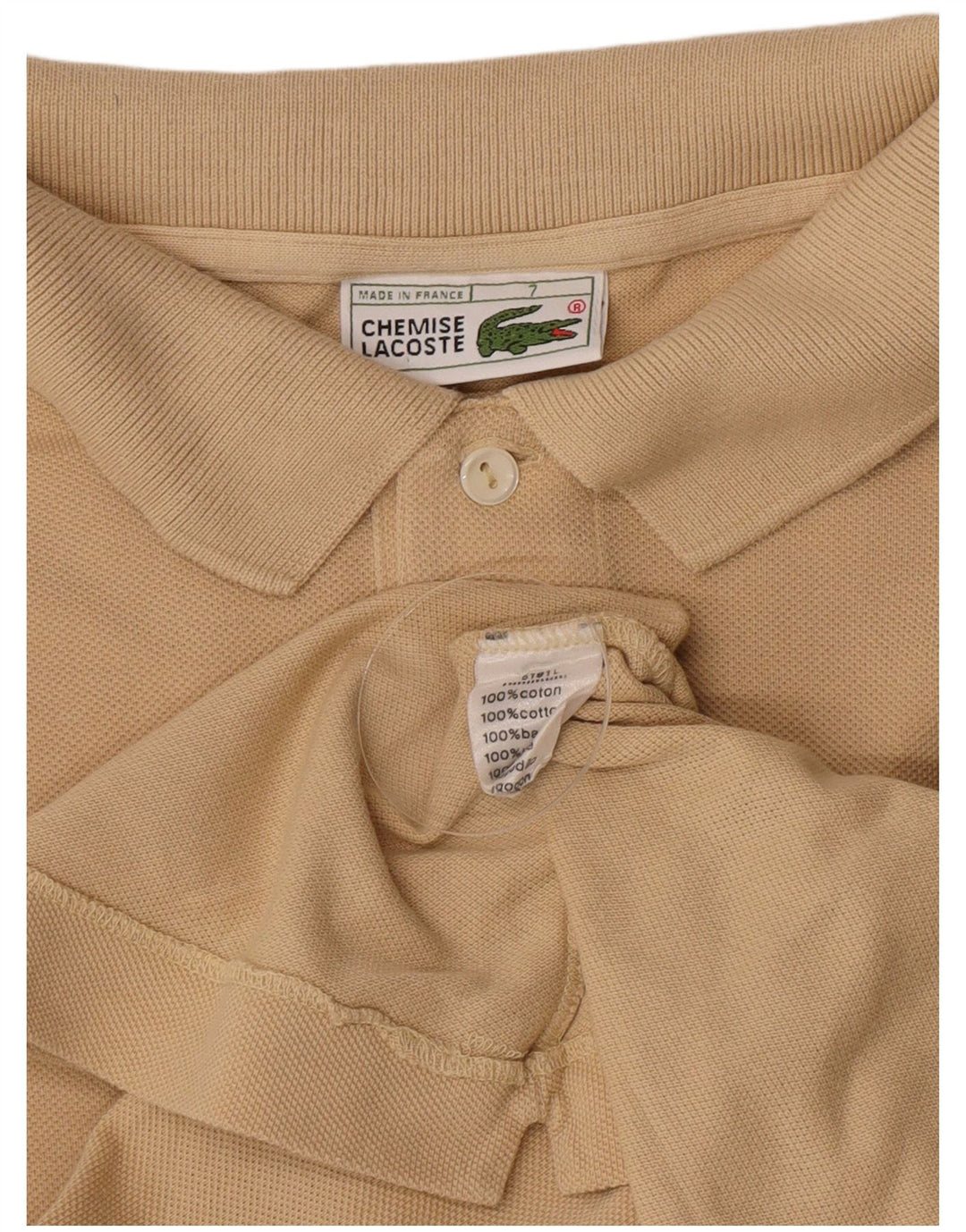 Męska koszulka polo Lacoste, rozmiar 7, 2XL, beżowa, bawełniana