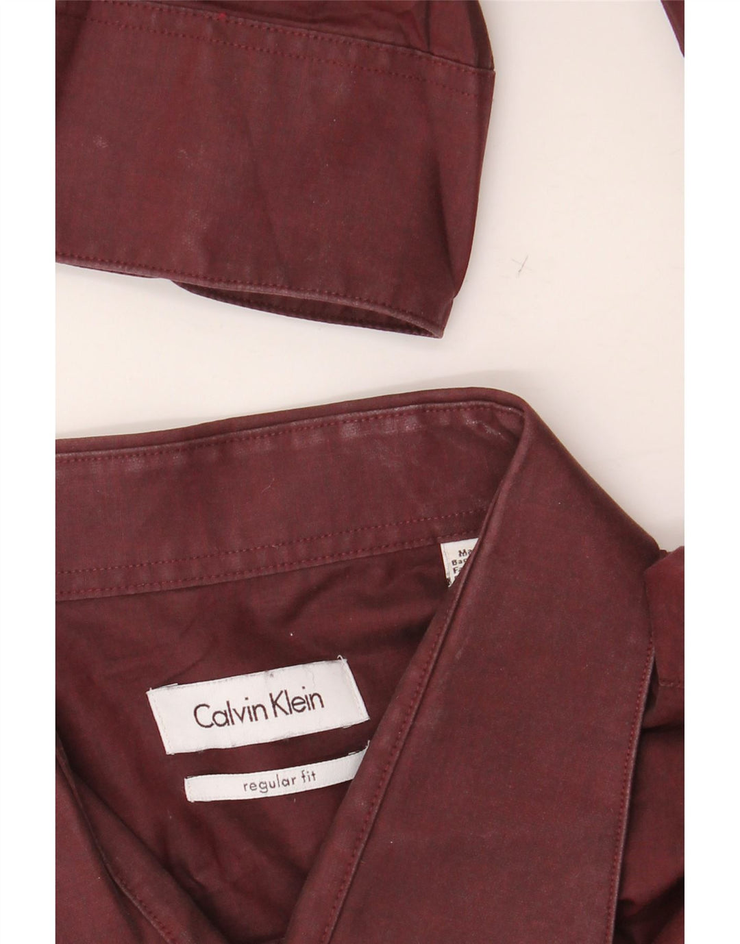 Koszula męska CALVIN KLEIN o regularnym kroju, rozmiar 18 2XL, bordowa, bawełniana