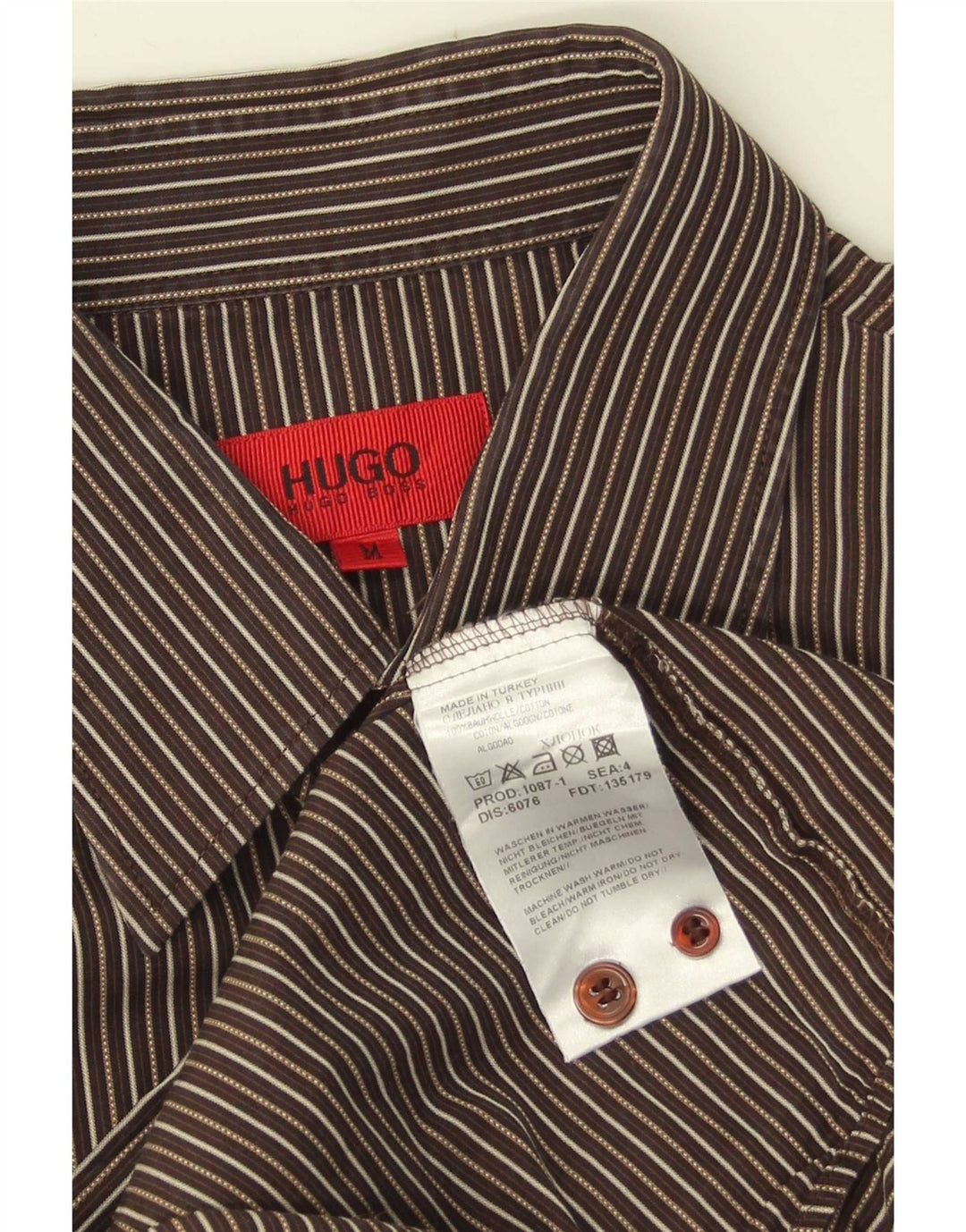 Koszula męska Hugo Boss Średniobrązowa, bawełniana w prążki