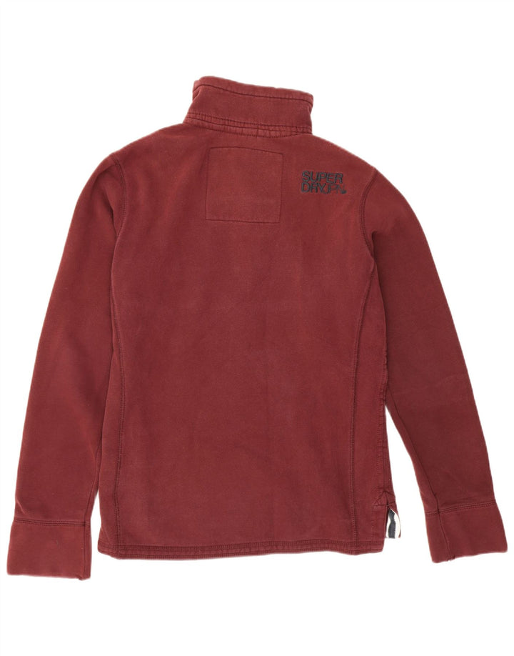 Męski sweter z kapturem Superdry, zapinany na guziki, bawełniany, średni bordowy kolor