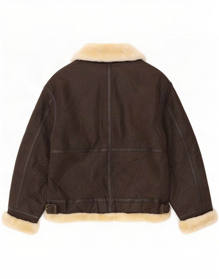 Kurtka damska Conbipel Shearling UK 16, duża brązowa skóra