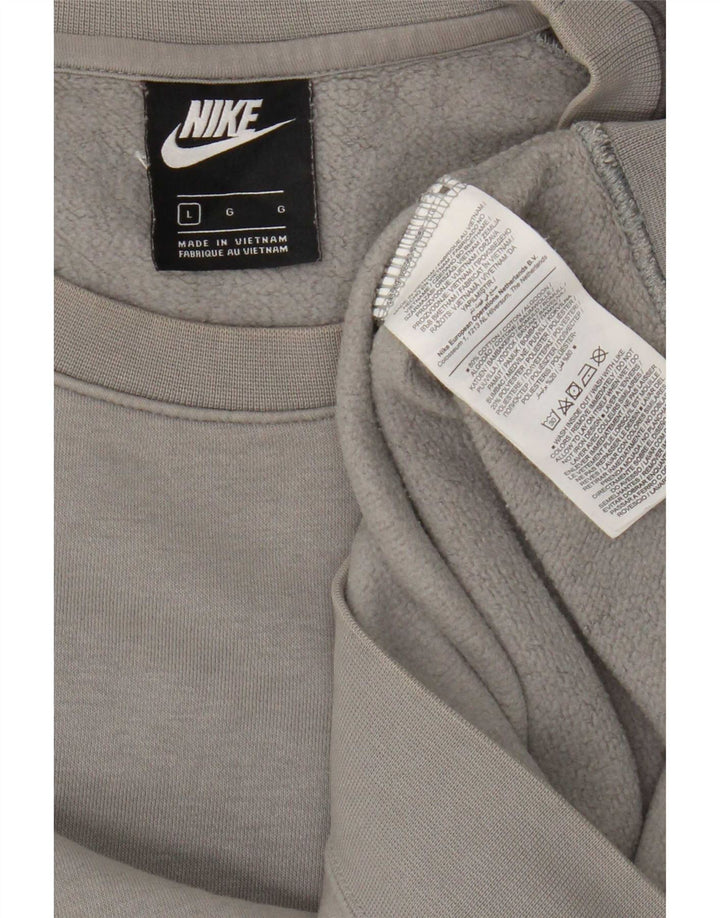 Męski sweter z grafiką Nike, duży, szary, bawełniany