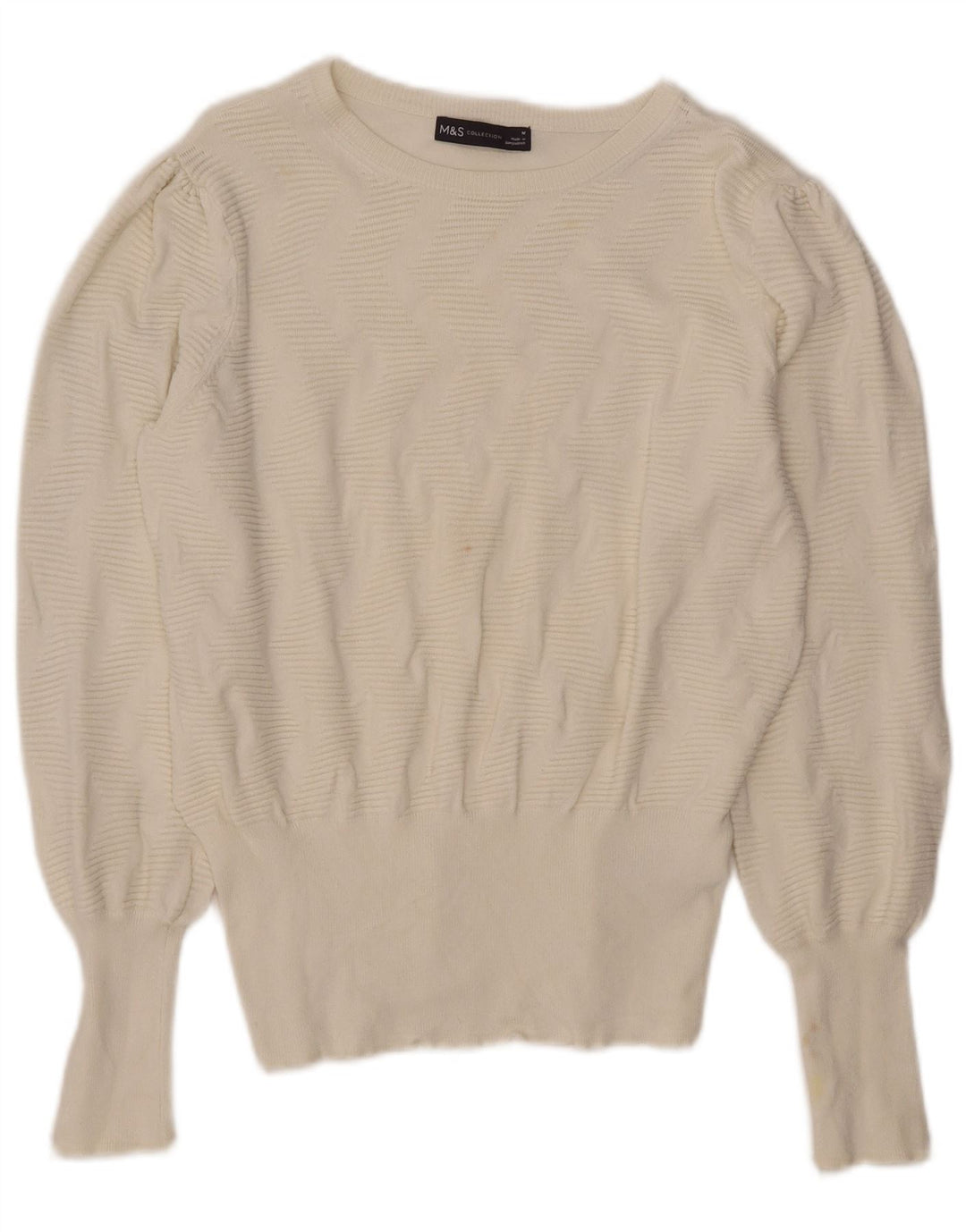 Marks & Spencer Damski sweter z dekoltem w łódkę, UK 12, średni złamanej bieli