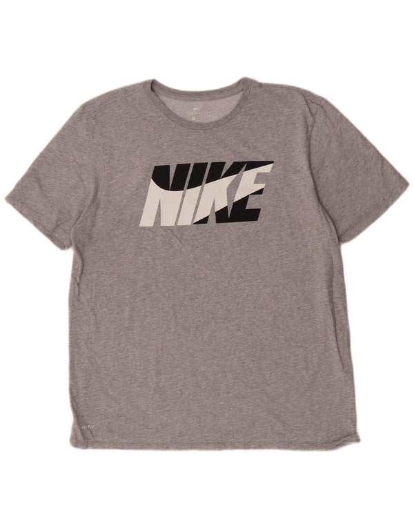 Męski T-shirt NIKE o sportowym kroju z grafiką, góra XL, szara, bawełniana w plamki