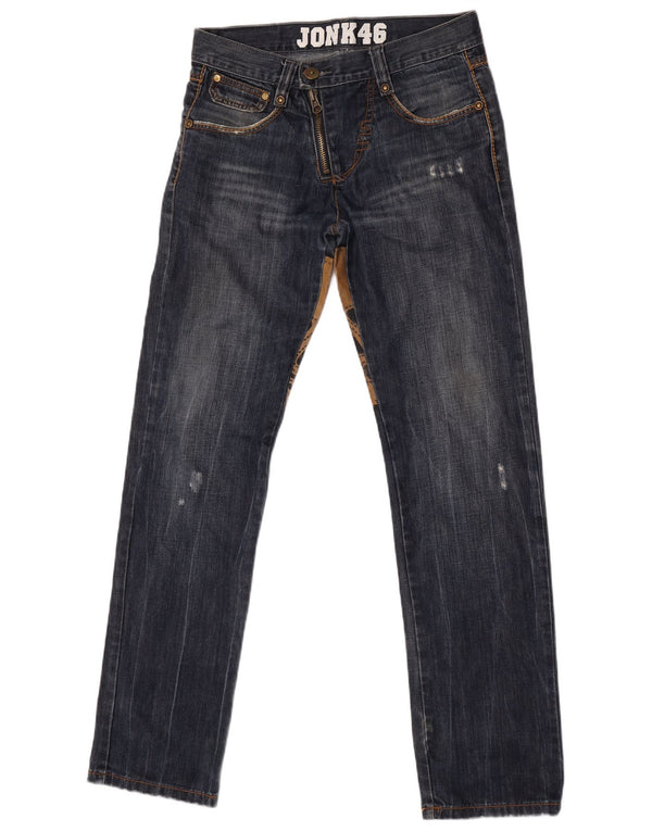 Damskie jeansy Jonk 46 Graphic Straight IT 42 Medium W28 L34 Granatowa bawełna