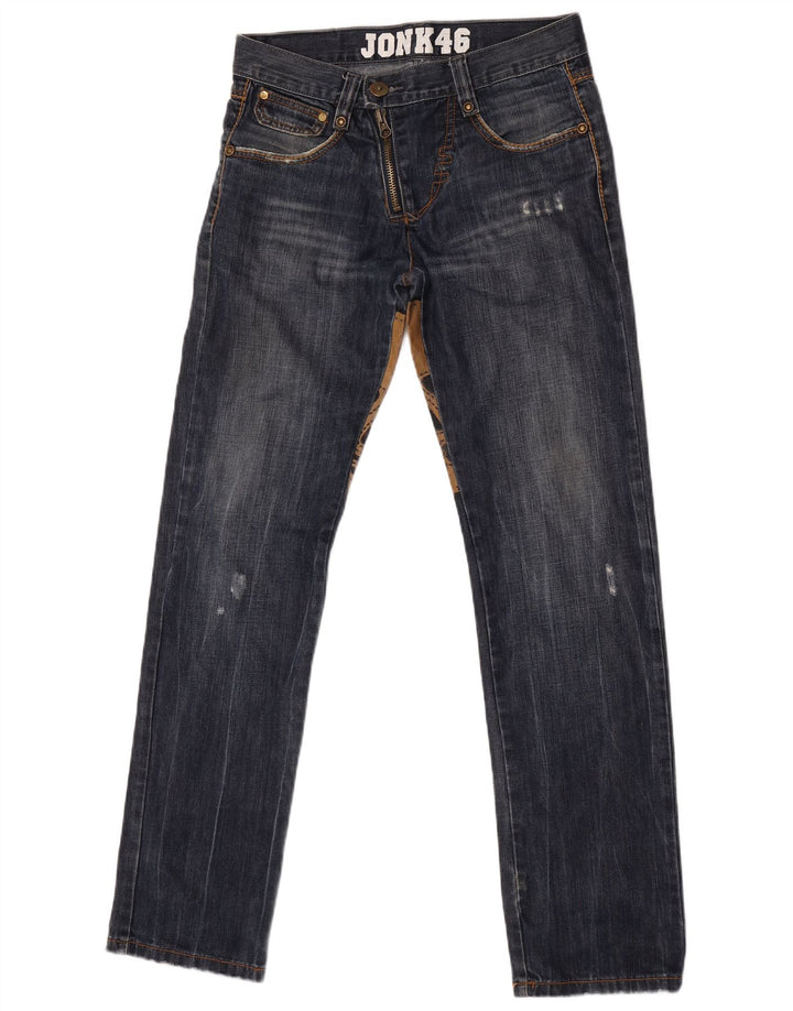 Damskie jeansy Jonk 46 Graphic Straight IT 42 Medium W28 L34 Granatowa bawełna