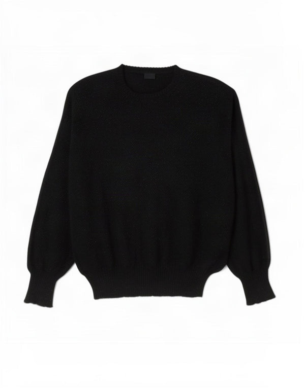 Sweter damski w stylu vintage z dekoltem w łódkę UK 16, duży, czarny, nakrapiany moher
