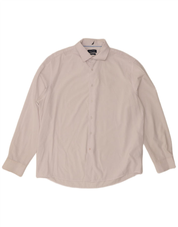 Męska koszula o dopasowanym kroju Nautica, rozmiar 17 1/2 XL, biały poliester