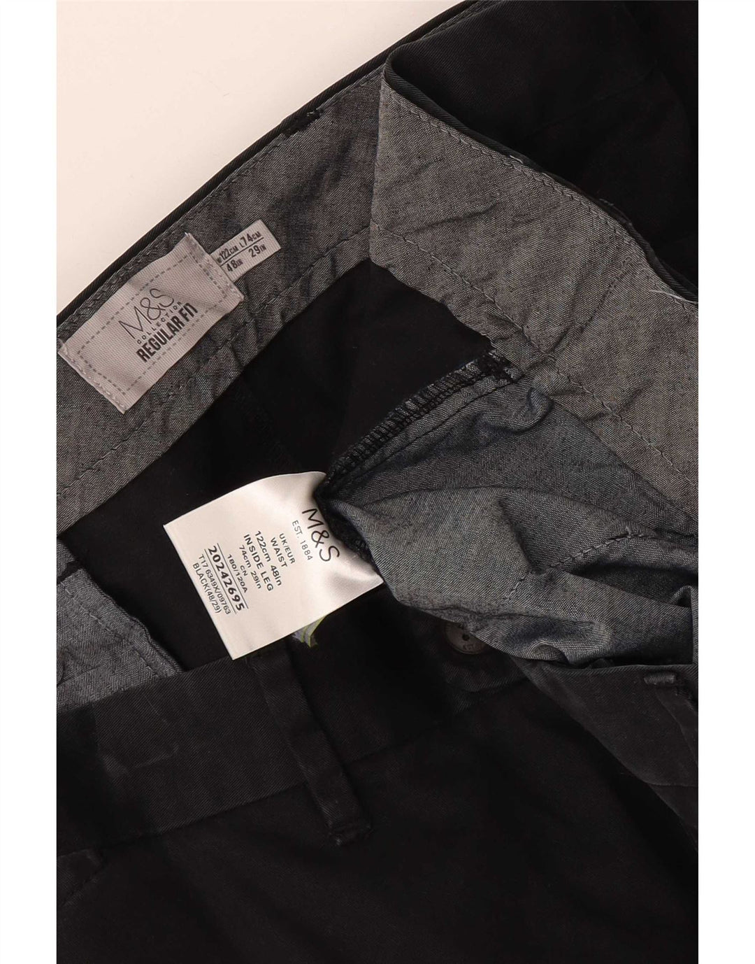Marks & Spencer Męskie spodenki chino o regularnym kroju W48 4XL, czarne, bawełniane