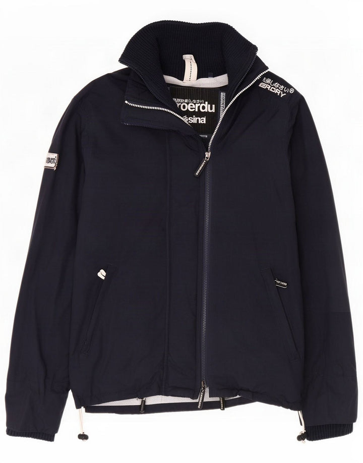 Superdry męska wiatrówka przeciwdeszczowa UK 38 średni granatowy kolorblok