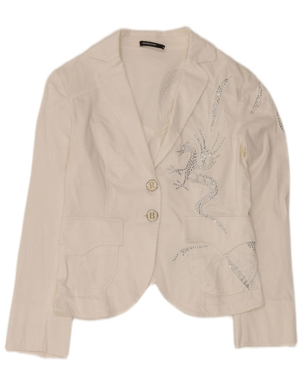 ROCCOBAROCCO Womens 2 Button 2 Piece Set UK 14 Medium W32 L34 White