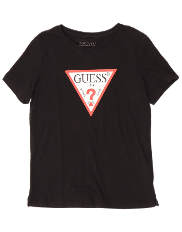 Damska koszulka oversize z grafiką Guess Top UK 6 XS, czarna bawełna