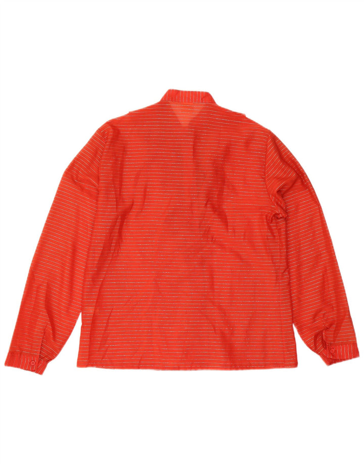 Damska bluzka w stylu vintage z falbaną z przodu IT 48 XL, poliester w czerwone paski