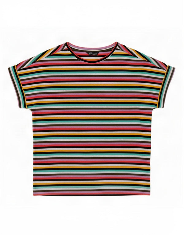 Marks & Spencer T-shirt damski Top UK 16, duże, wielokolorowe paski