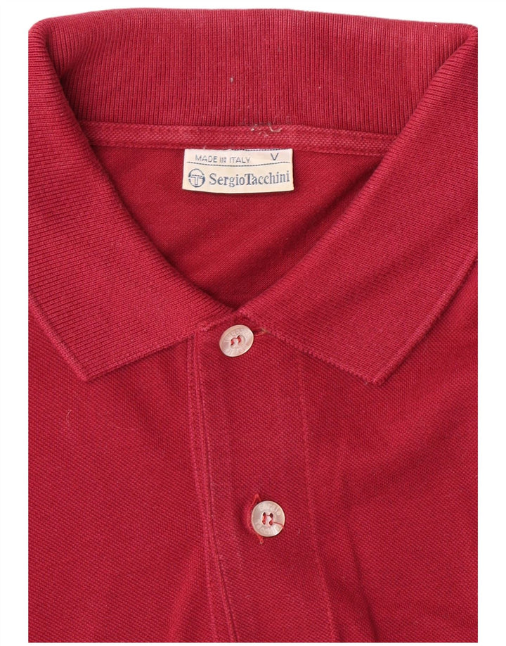 Męska koszulka polo SERGIO TACCHINI z długim rękawem, średnia bordowa bawełna