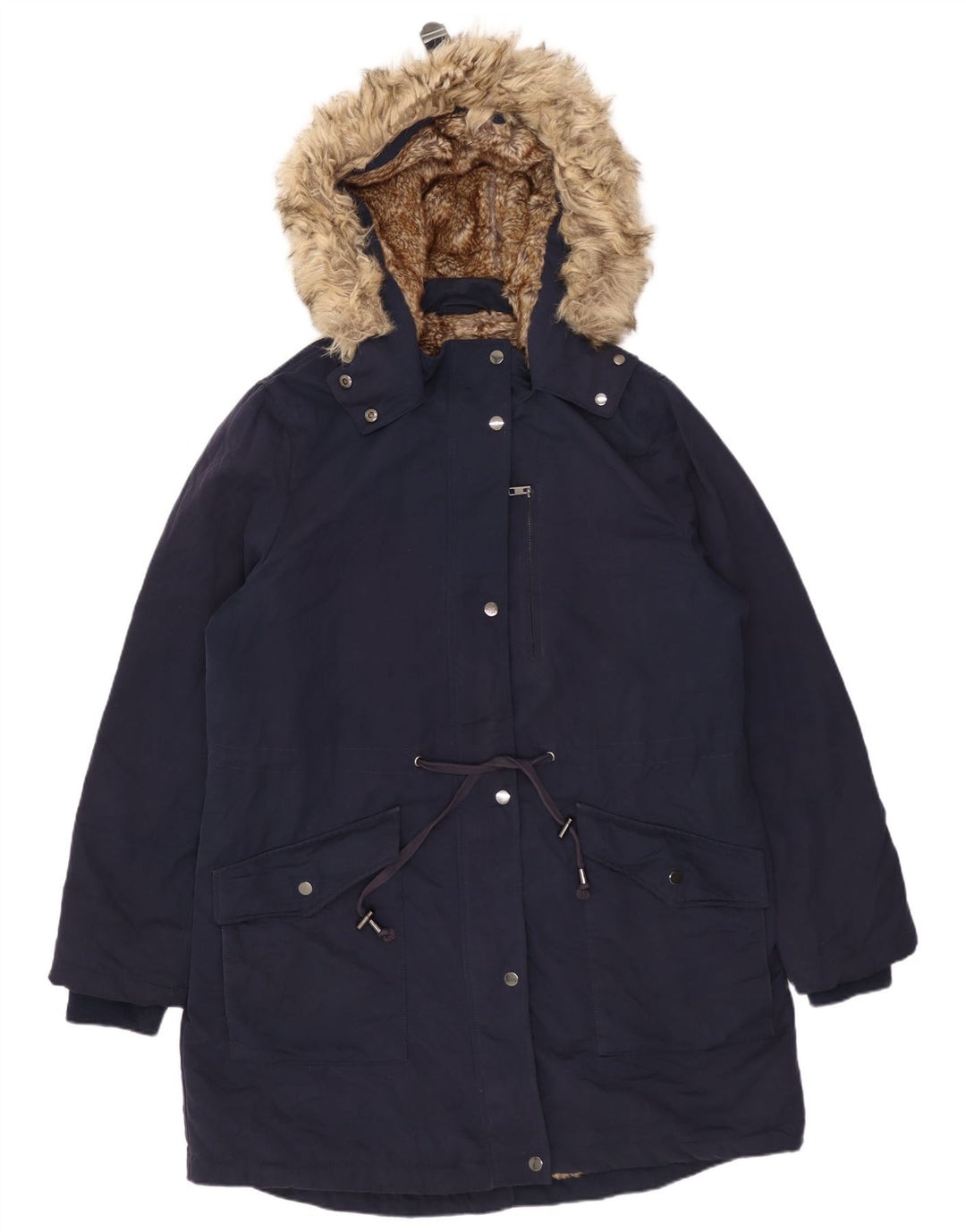 Marks & Spencer Damska kurtka parka oversize z kapturem UK 14, duża, granatowa