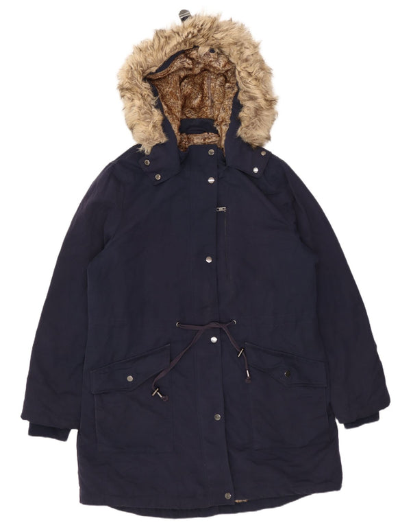 Marks & Spencer Damska kurtka parka oversize z kapturem UK 14, duża, granatowa